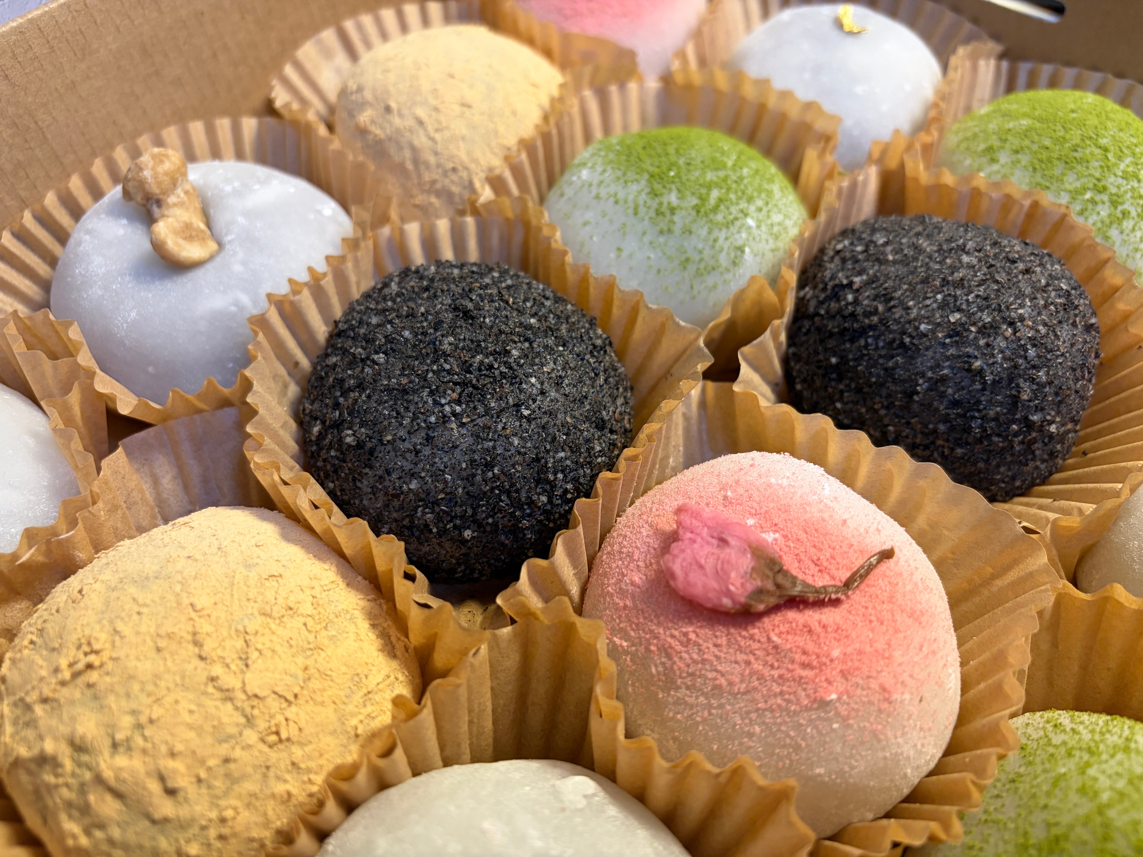 24-piece assorted Japanese daifuku party box with handmade mochi sweets