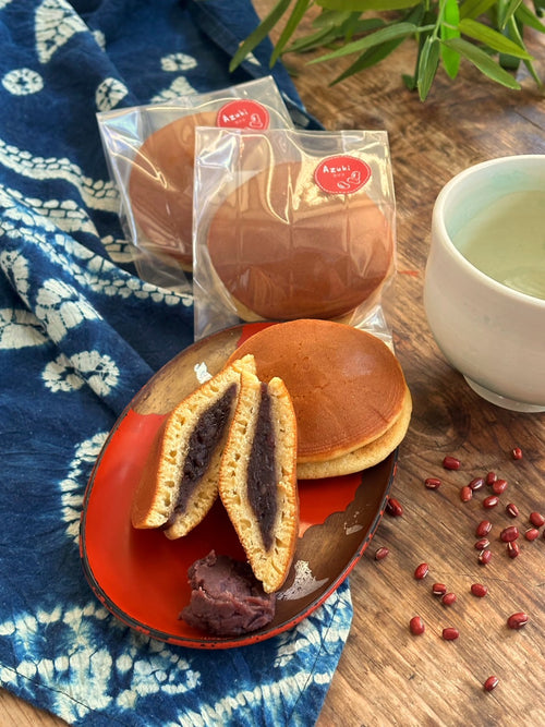Handmade Japanese dorayaki filled with sweet red bean paste