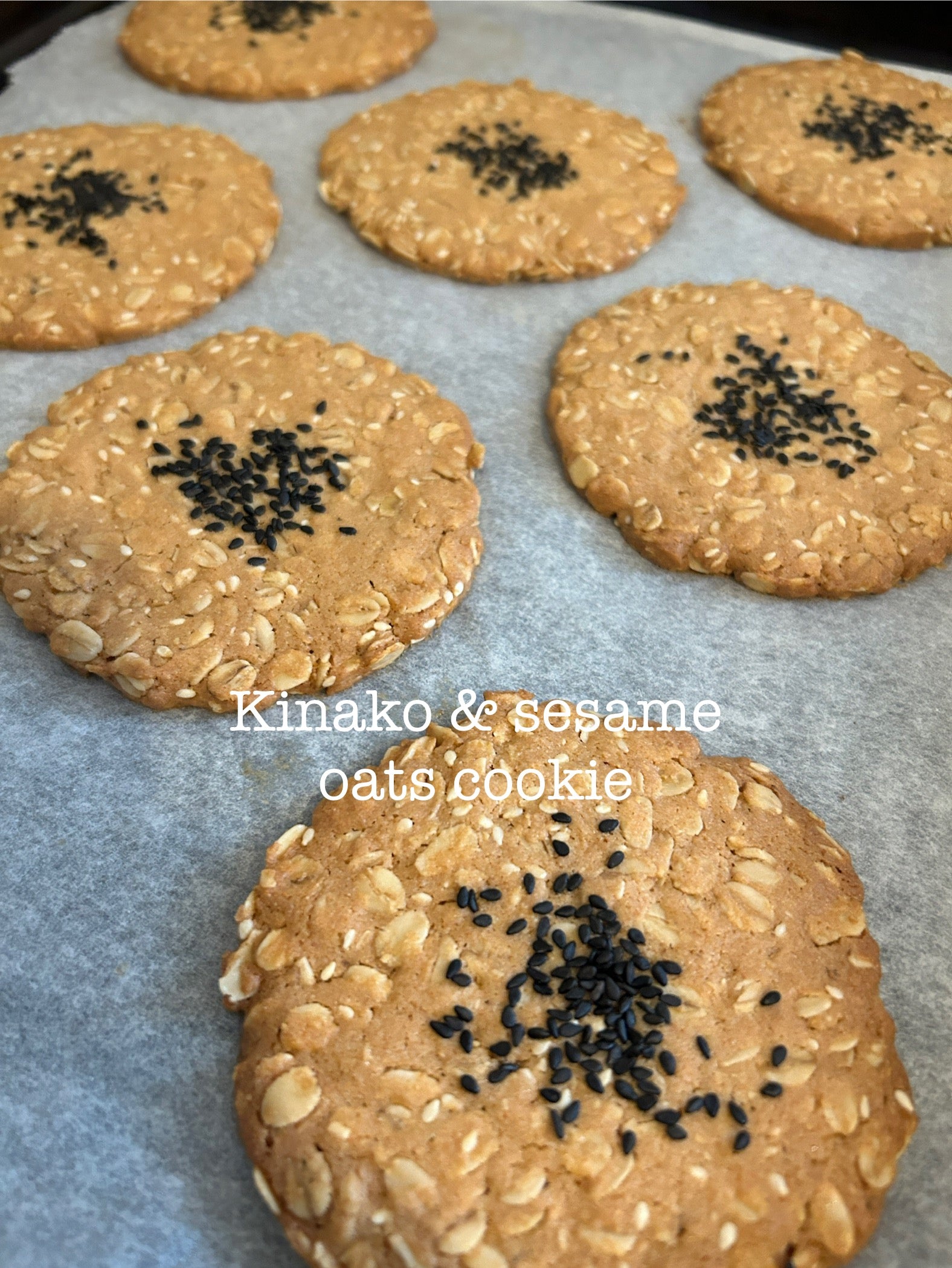 Handmade Japanese oat cookie with kinako and sesame seeds