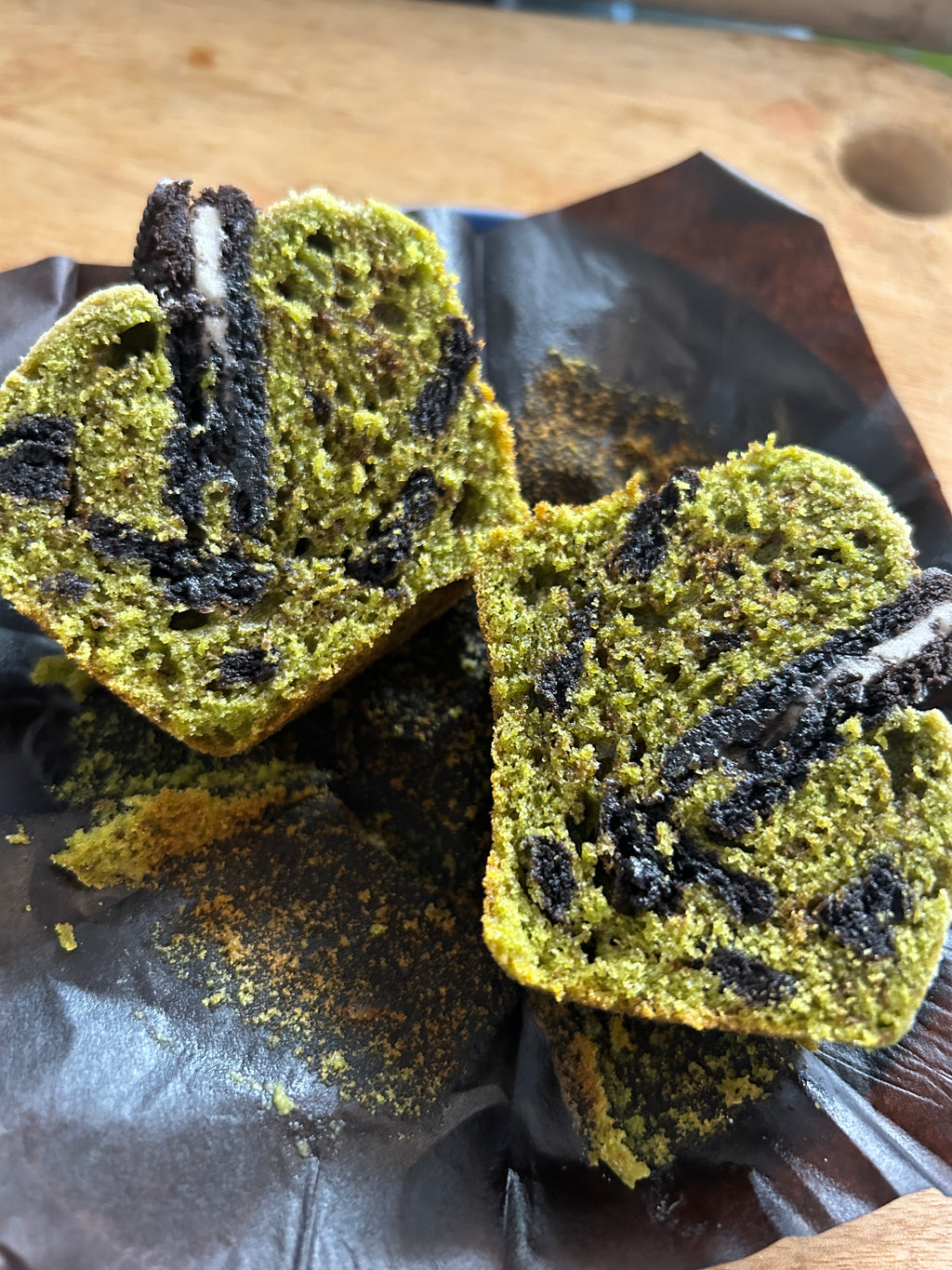 Japanese matcha and oreo muffin