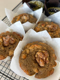 Handmade miso crumble muffin with walnuts, topped with crunchy walnut crumble